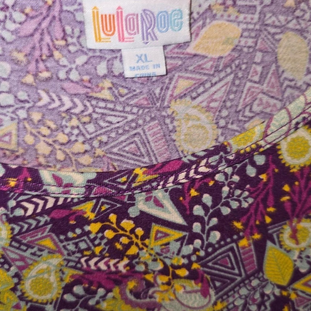 Lularoe multicoloured purple and yellow top Size XL - Picture 3 of 3